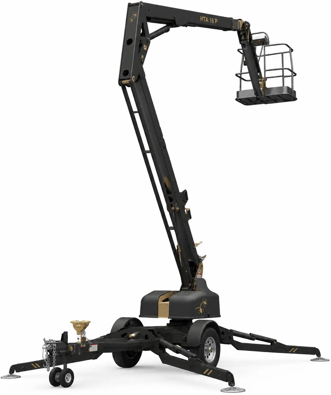 Boom lift used to install Christmas lights on a tall palm tree