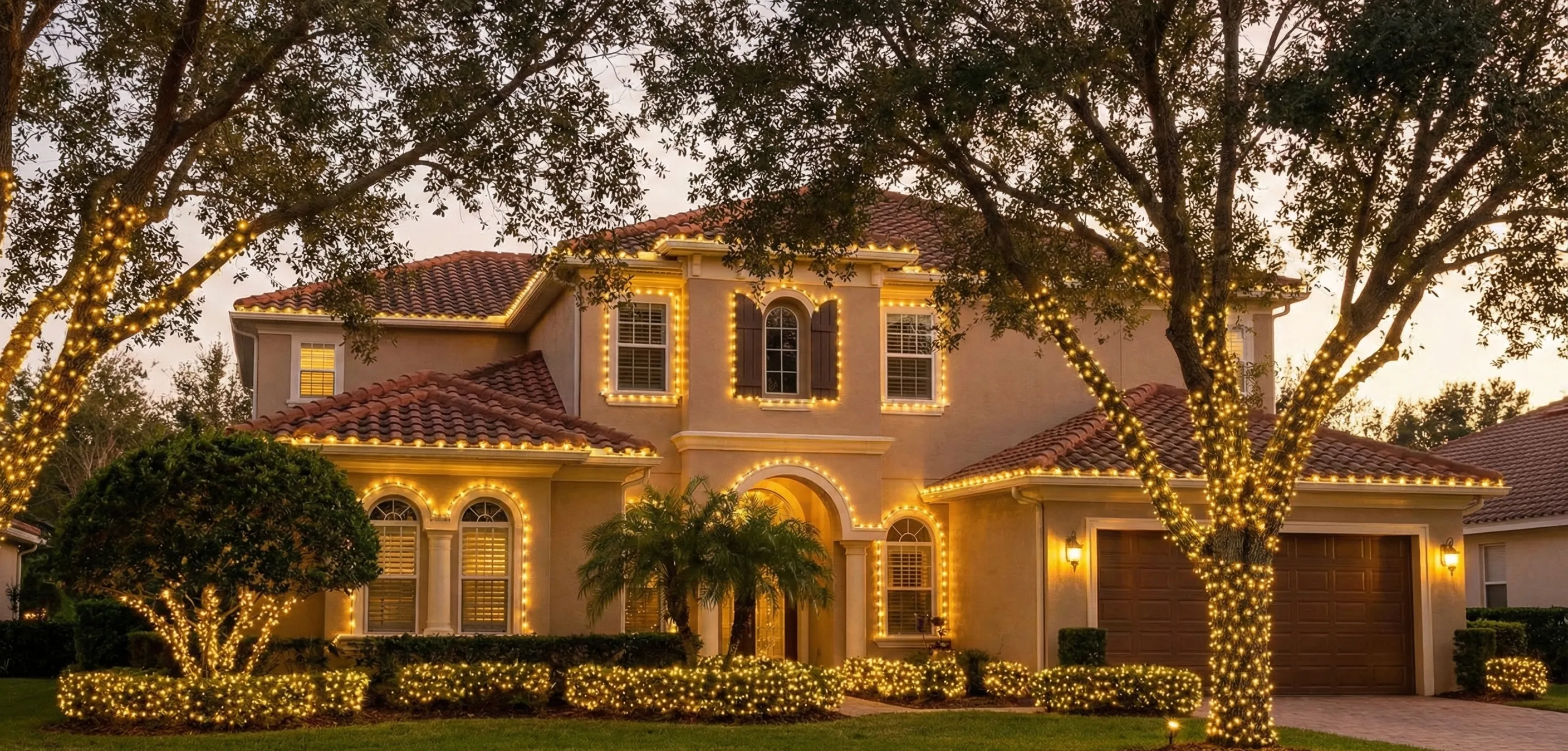 Illuminated driveway entrance in North Pinecrest